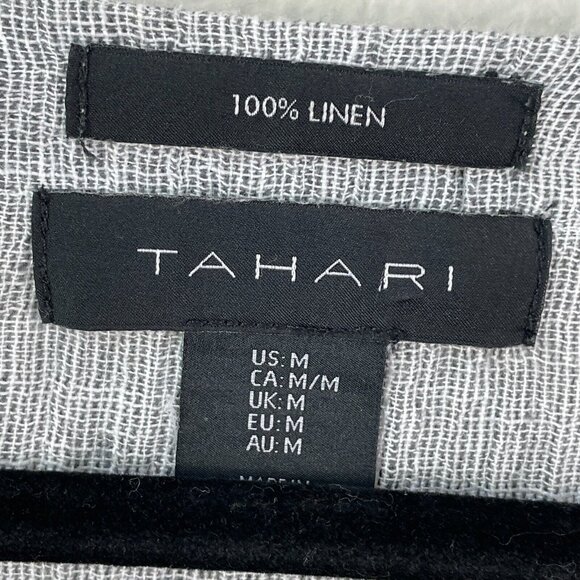 Tahari Womens Medium Gray 100% Linen Oversized Shirt Dolman Sleeve Top - Picture 3 of 9